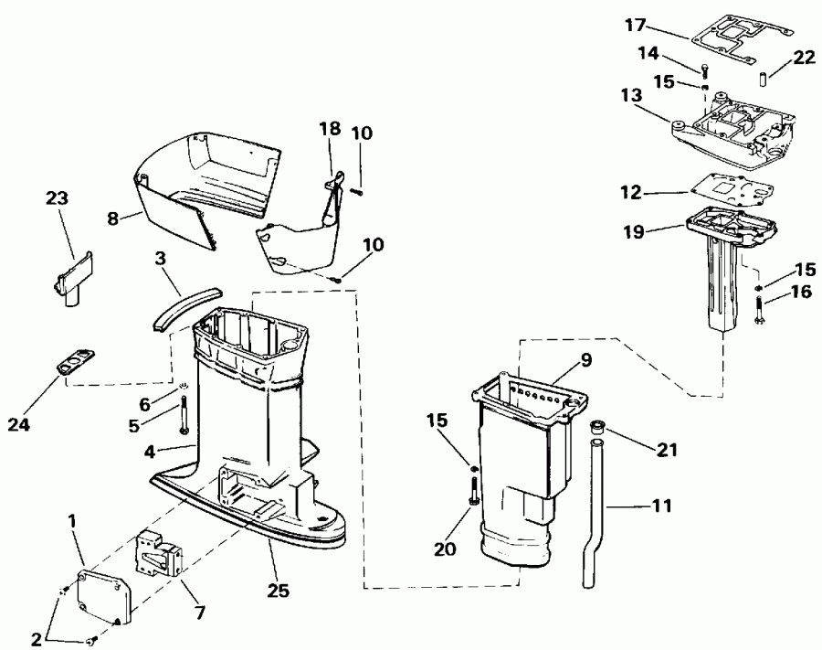 ��������� ����� EVINRUDE VE70TLEIE 1991  - haust Housing