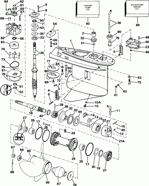 ��������� ��������� Evinrude E115JLEND 1992  - Power Trim/tilt