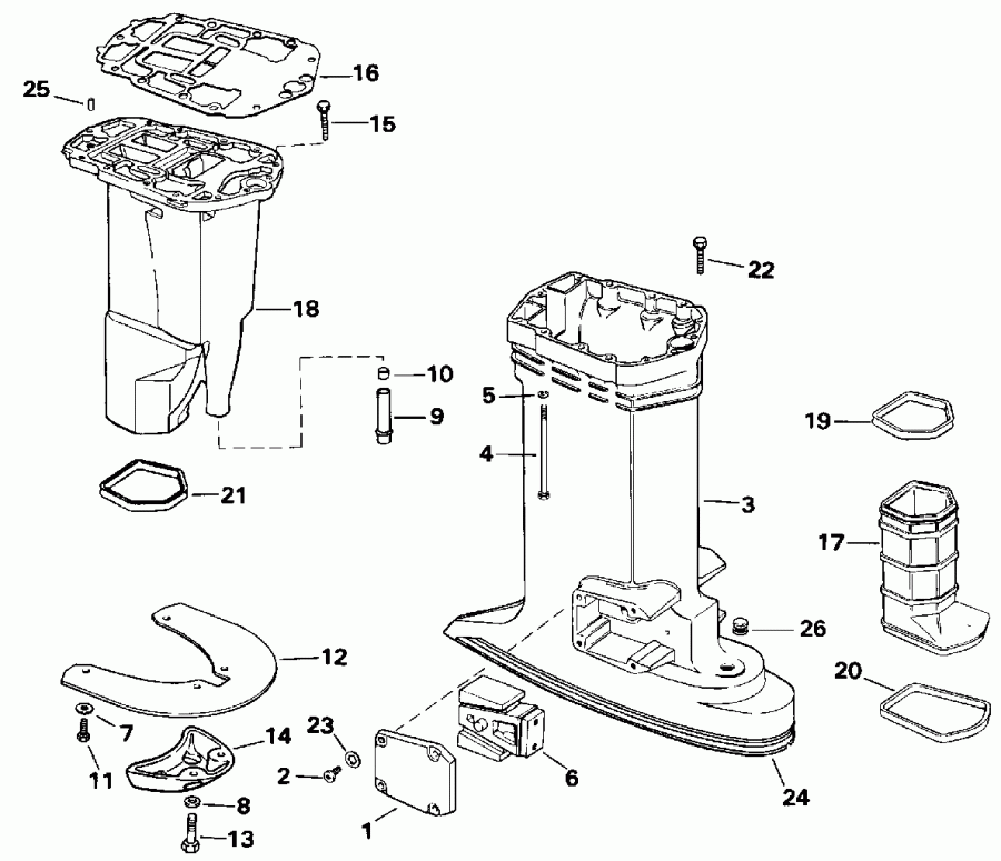   Evinrude E175GLENC 1992  - haust  - haust Housing