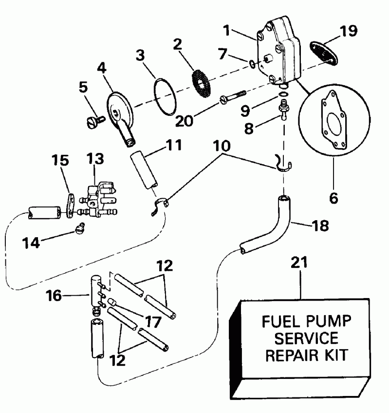 ��������� ����� Evinrude E40TELENM 1992  - el Pump And Filter