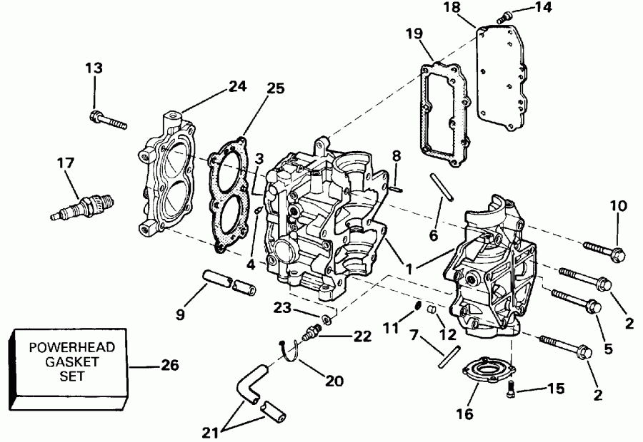 ��������� ����� Evinrude E4RENM 1992  - linder & Crankcase