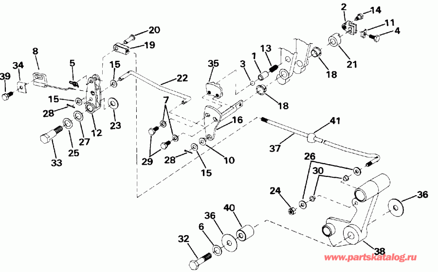 ��������� ��������� EVINRUDE E50TLENM 1992  - ift & ����������� ��������age (continued) - ift & Throttle Linkage (continued)