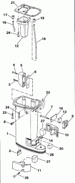   Evinrude TE10RELENA 1992  - haust Housing / haust 