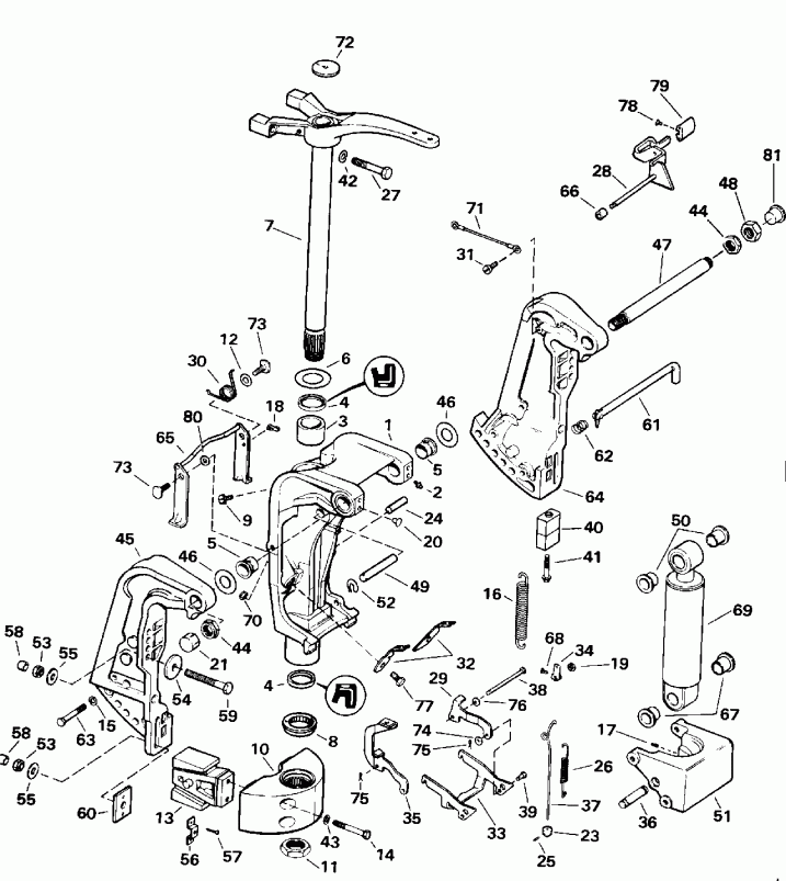 ��������� Evinrude TE90TLEND 1992  - Manual Tilt Models - ������ Tilt Models
