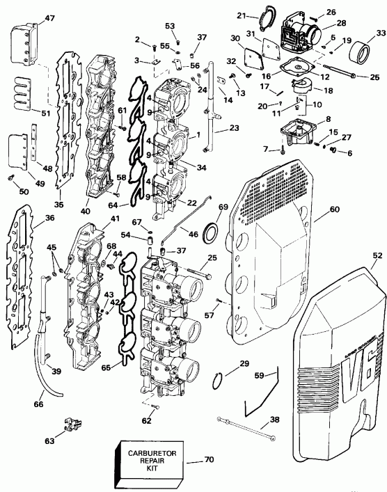    EVINRUDE VE175EXENC 1992  - rburetor    / rburetor And Intake Manifold