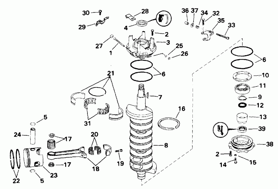 ����� ������� VE200SLENS 1992  - ankshaft & Piston / ank��� & �������