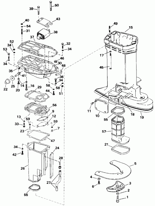   EVINRUDE VE225PXENR 1992  - haust Housing / haust 