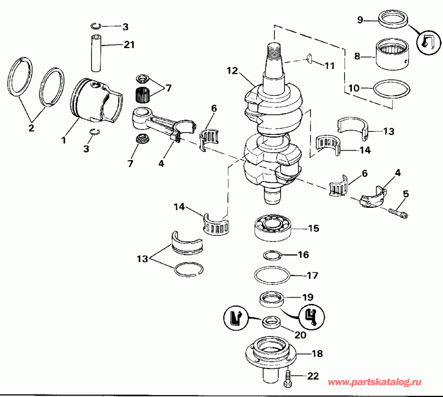   EVINRUDE VE40ELENM 1992  - ankshaft & Piston - ank & 