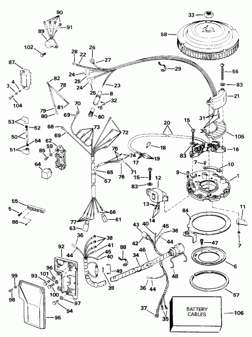 ��������� ����� EVINRUDE VE40TLENM 1992  - Electric Start & Tl Models (