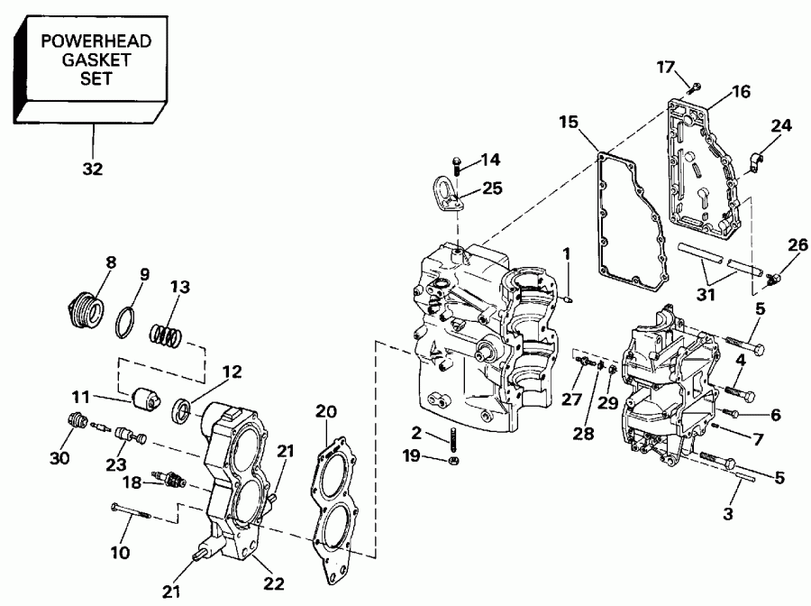�������� ����� EVINRUDE VE48ESLENB 1992  - linder & Crankcase