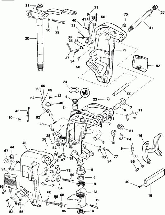 ��������� ����� EVINRUDE VE90TLEND 1992  - Power Trim/tilt - ���������������� ��������� �������