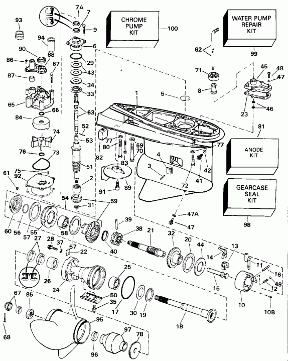 ��������� ��������� EVINRUDE E120TLETS 1993  - 140cx Counter Rotation - 140cx �������� ��������