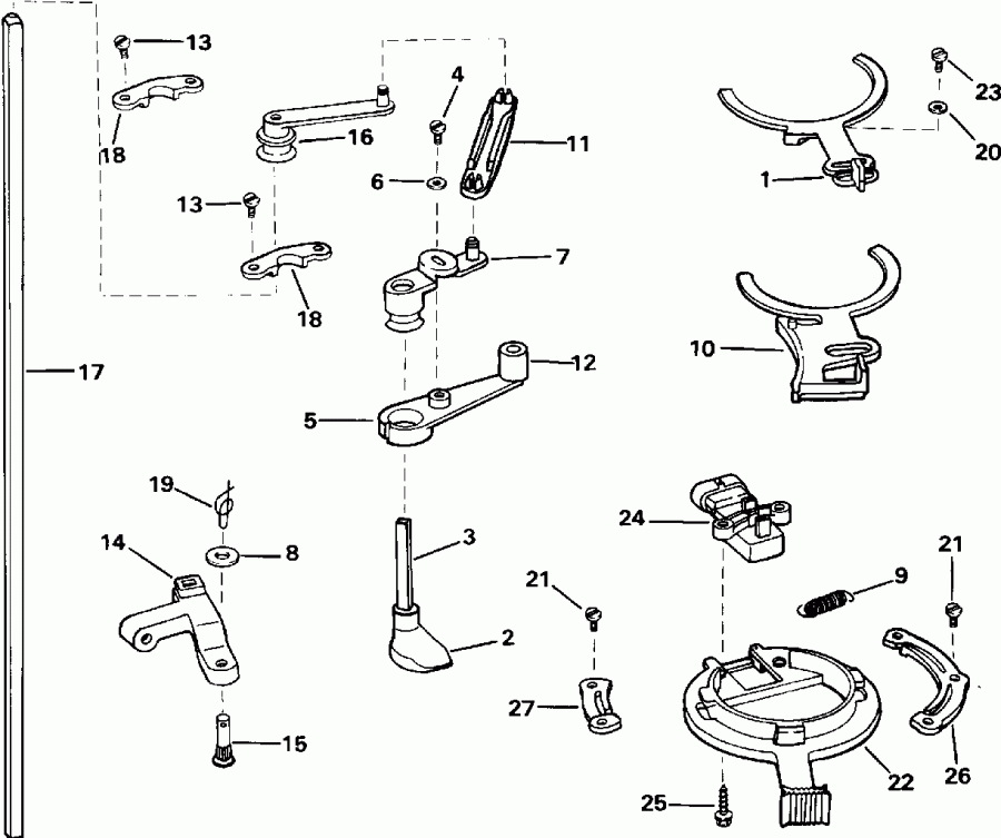 �������� ��������� ����� Evinrude E150EXETR 1993  - rottle ��������� ��������