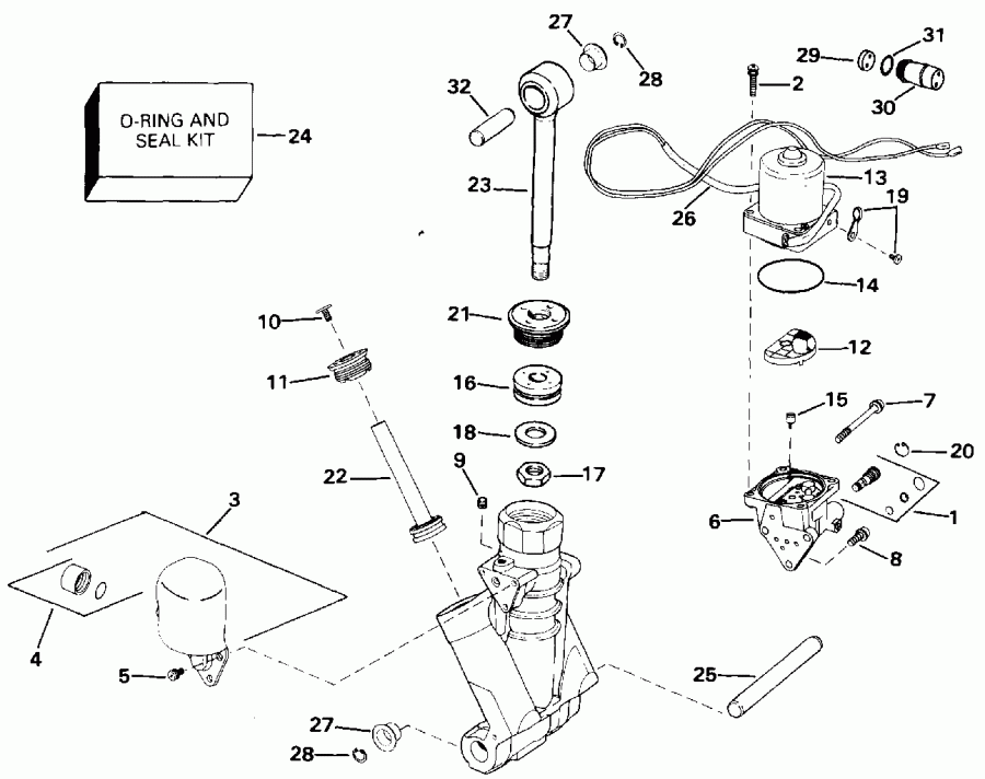  Evinrude E150NXATS 1993  - wer Trim/tilt Hydraulic Assembly / wer Trim / tilt Hydraulic Assembly