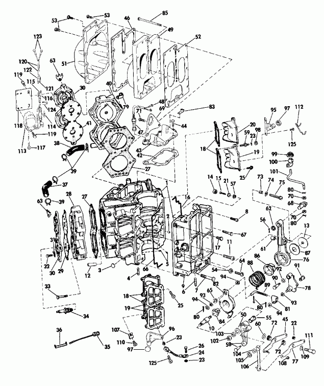��������� EVINRUDE E175EXETG 1993  - rburetor � �������� ��������� / rburetor And Intake Manifold