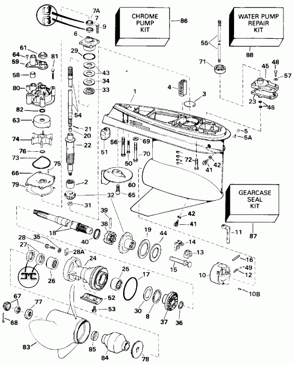 ��������� ����� EVINRUDE E175NXETR 1993  - Standard Rotation - 20 In. Models - �������� Rotation - 20 ���� Models