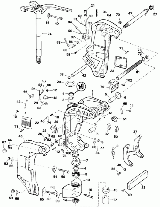 ��������� ��������� EVINRUDE E185ESXETA 1993  - dsection