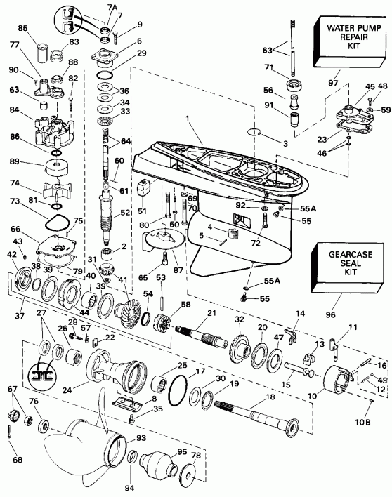 ��������� �������� ����� Evinrude E200TZETF 1993  - Counter Rotation - �������� ��������