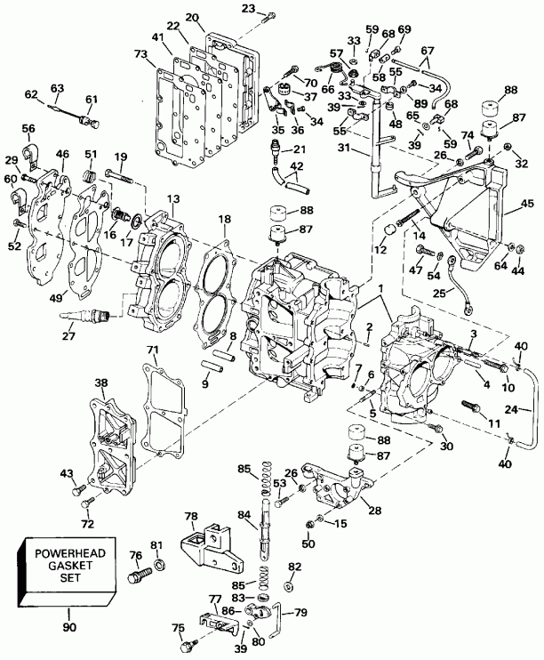   EVINRUDE E20CRETS 1993  - linder & Crankcase - linder &  
