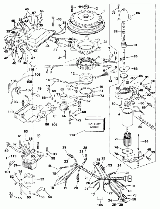  Evinrude E250CXETS 1993  - nition System & Starter Motor