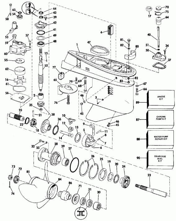  Evinrude TE150GLETR 1993  - Standard Rotation - 20 In. Models -  Rotation - 20  Models