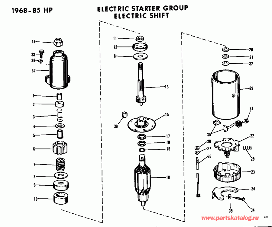   EVINRUDE 85893A 1968  - ectric Starter Group Electric Shift / ectric  Gro Electric 