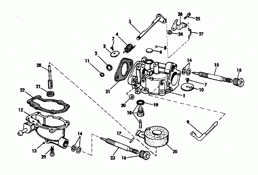    Evinrude 4037E 1970  - rburetor Gro - rburetor Group