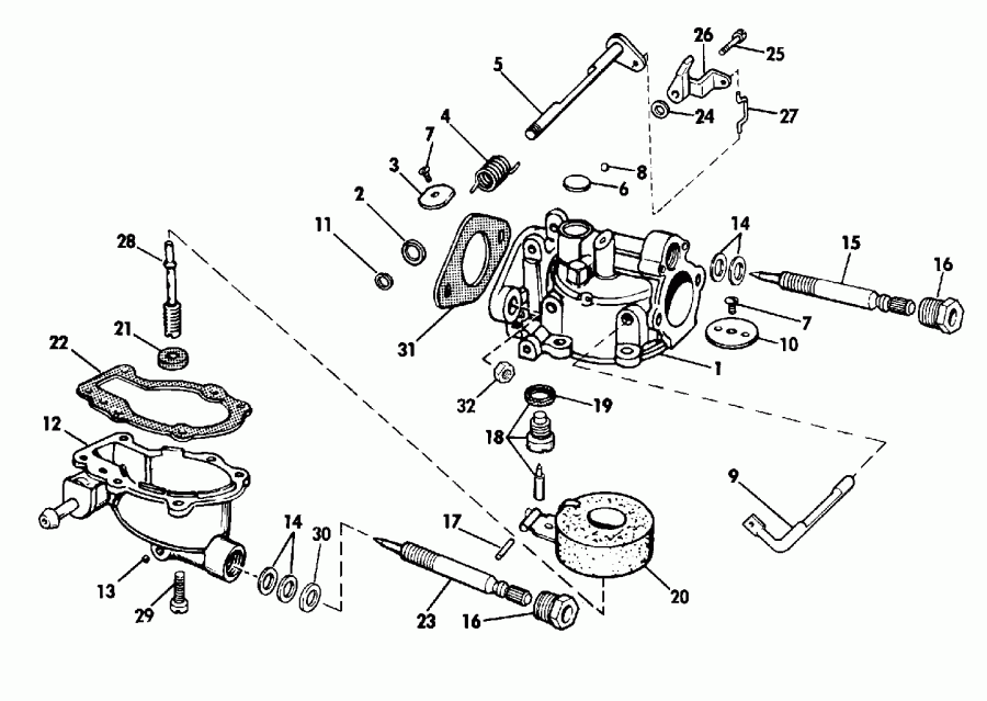    Evinrude 4436R 1974  - rburetor / rburetor