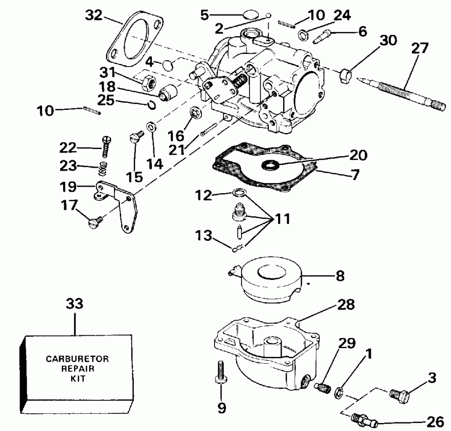    EVINRUDE E65WTLCRS 1984  - rburetor / rburetor