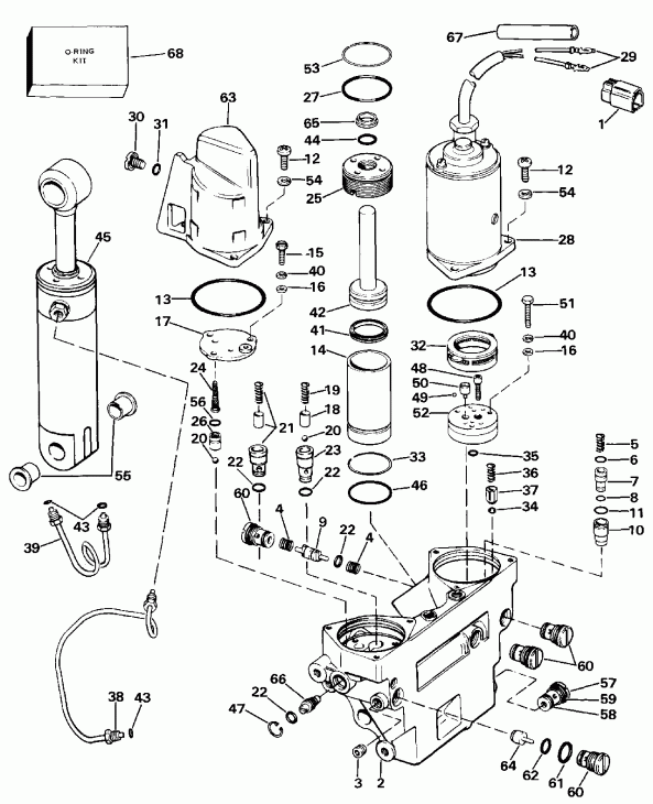   Evinrude CE275TLCDC 1986  - wer Trim / tilt Hydraulic Assembly - wer Trim/tilt Hydraulic Assembly