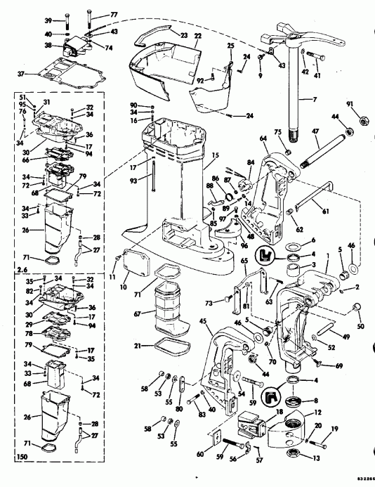  EVINRUDE E150TXCDC 1986  - dsection - dsection