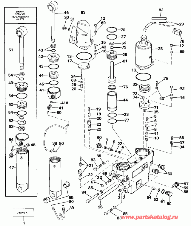    E150STLCUR 1987  - wer Trim / tilt Hydraulic Assembly - wer Trim/tilt Hydraulic Assembly