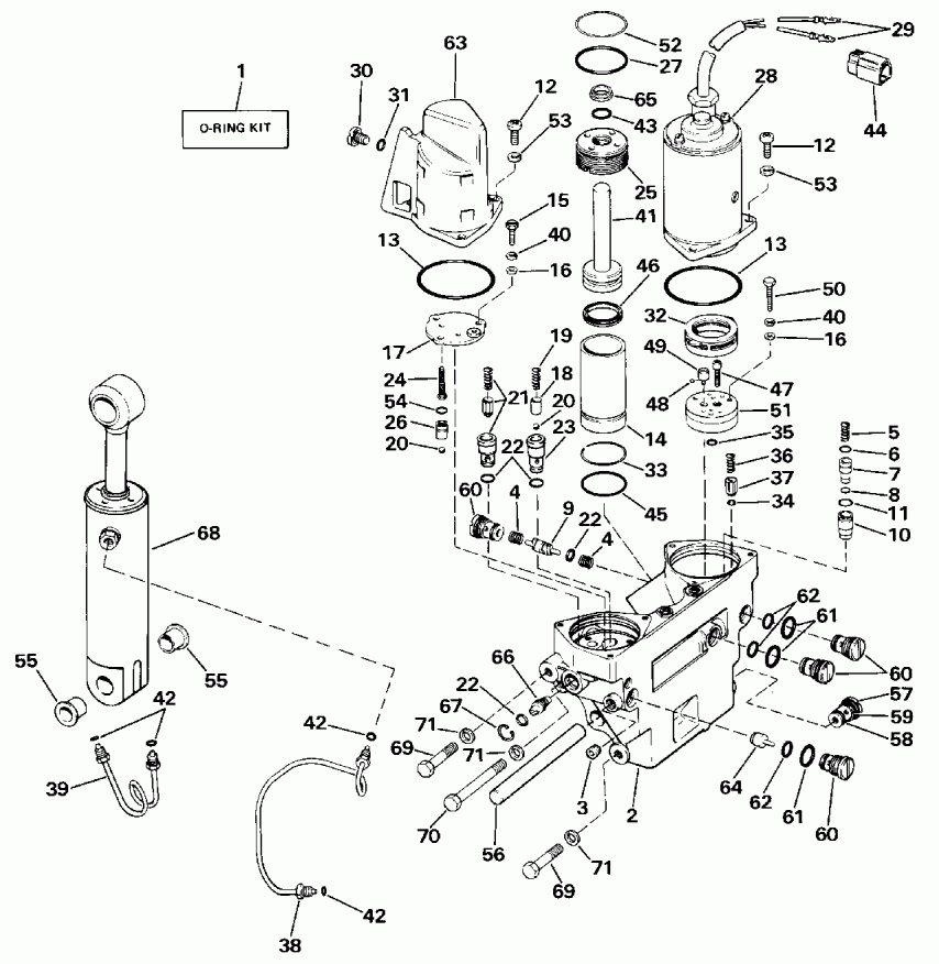     E225PLCUB 1987  - wer Trim/tilt Hydraulic Assembly - wer Trim / tilt Hydraulic Assembly