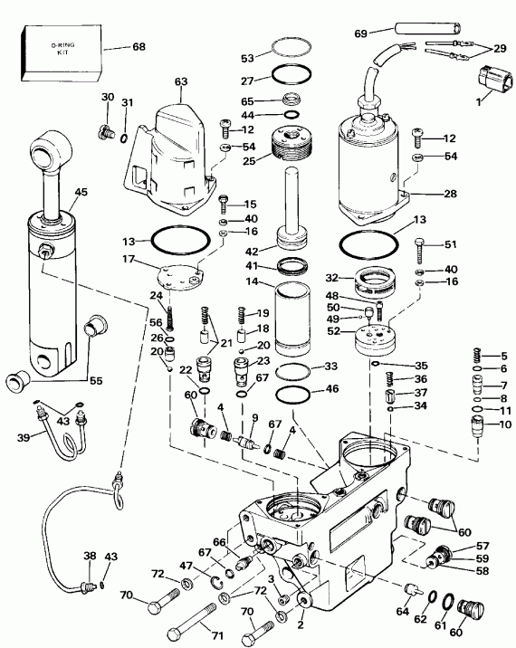     E300PXCUR 1987  - wer Trim/tilt Hydraulic Assembly - wer Trim / tilt Hydraulic Assembly