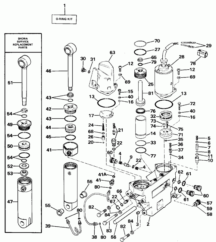  EVINRUDE E120TXCCA 1988  - wer Trim/tilt Hydraulic Assembly - wer Trim / tilt Hydraulic Assembly