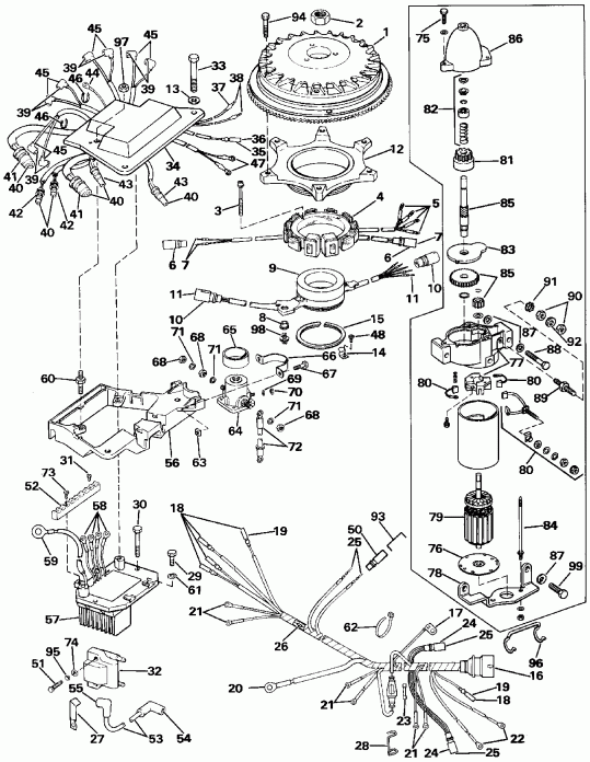   Evinrude E300CXCCA 1988  - nition System & Starter Motor - nition System &  