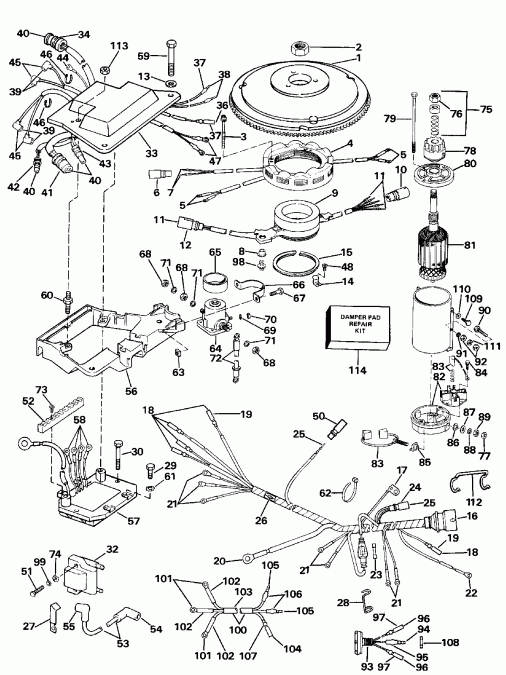   Evinrude E125ESXW 1989  - nition System & Starter Motor