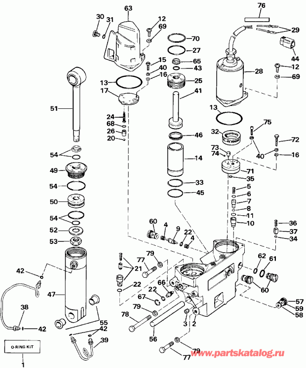    E125ESXW 1989  - wer Trim / tilt Hydraulic Assembly - wer Trim/tilt Hydraulic Assembly