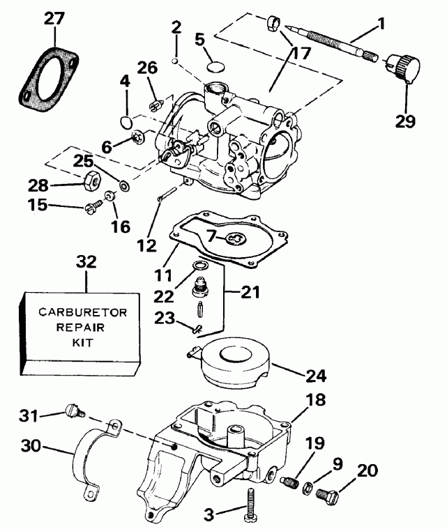   EVINRUDE E28ESLCEA 1989  - rburetor - rburetor