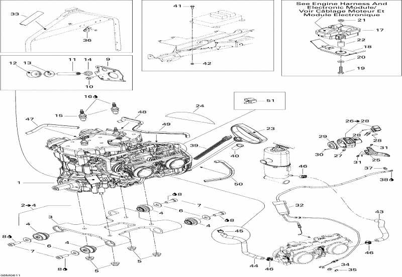 SKIDOO MX Z 600 HO SDI Adrenaline & X, 2006 - Engine And Engine Support