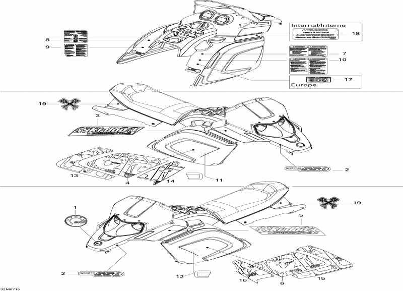 Снегоход SKIDOO Freestyle Park 550F, 2007 - Наклейки snowmobile SKIDOO Freestyle Park 550F, 2007 раздел - Наклейки