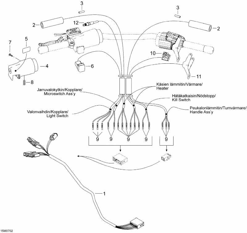 snowmobile  ������ Skandic SWT 550F, 2007 - Steering Wiring Harness Wt 550