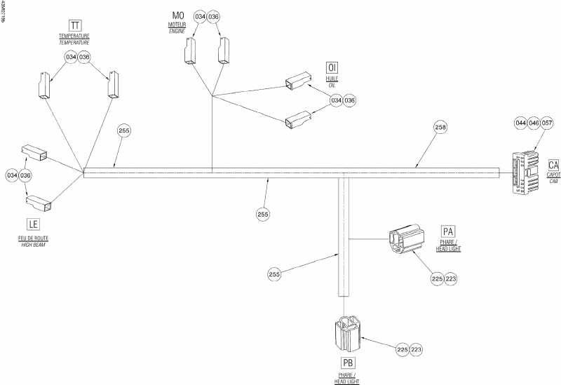 Ski Doo модификация Skandic Tundra V-800, 2007 - Electrical Harness Hood snowmobile SkiDoo модификация Skandic Tundra V-800, 2007 - Электрика - жгут проводов Hood