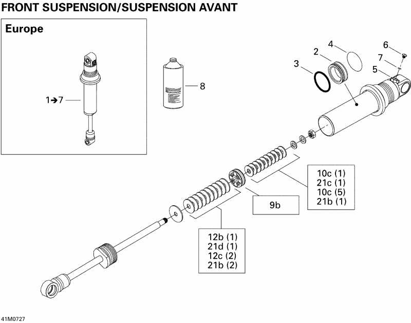 snowmobile Ski-doo Summit Adrenaline 600HO SDI, 2007  - Take Apart Shock, Front