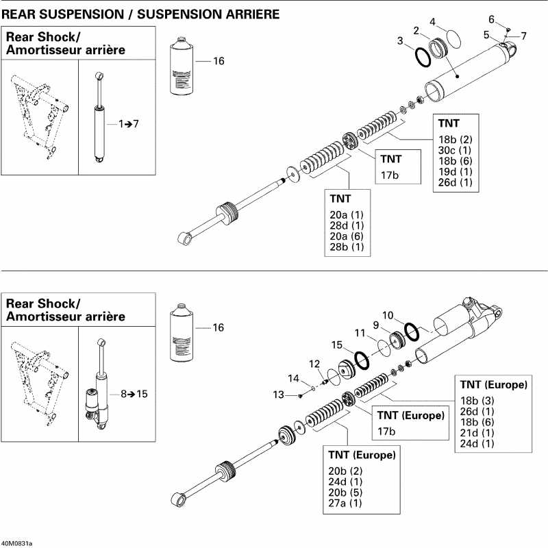 Skidoo  MX Z TNT 500SS, 2008 - Take Apart Shock, Rear 1