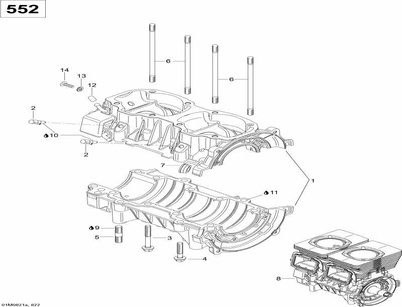 snowmobile Ski Doo  Skandic SUV 550F, 2008 - Crankcase (550f)