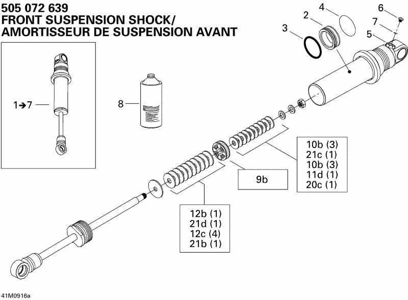 snowmobile Skidoo MX Z TNT 1200 4-TEC, 2009 - Take Apart Shock, Front Tnt