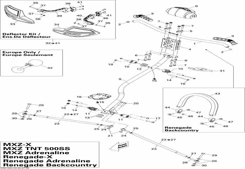 snowmobile  MX Z X 800R PTEK, 2010  - Steering