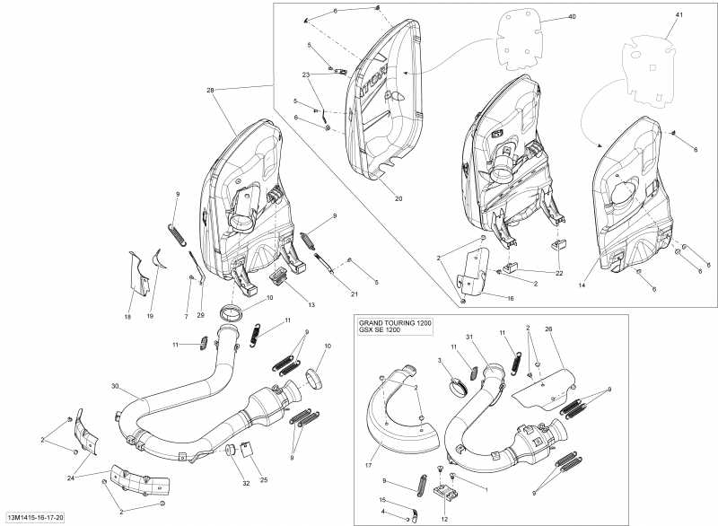 snowmobile SKIDOO GSX LE 12004TEC XR, 2014  - Exhaust System