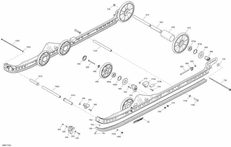  Ski Doo  SUMMIT - 850 E-TEC, 2017 - Rear Suspension Without Ice Scratcher Inferior
